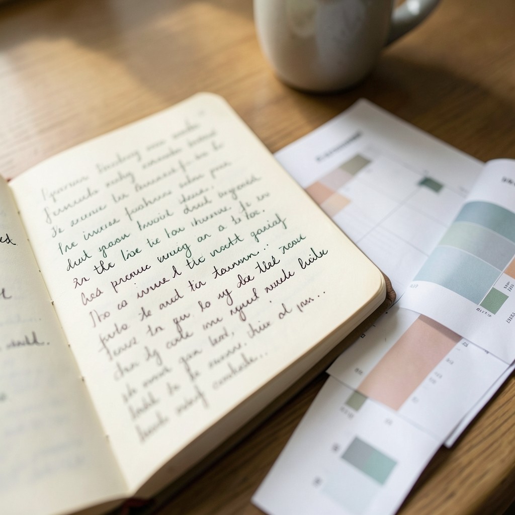 Close view of handwritten notes beside social engagement charts